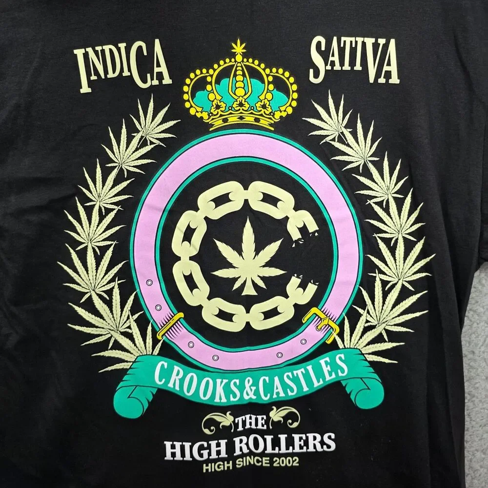 NWT Crooks & Castles Men's High Rollers Shirt  Indica Sativa Leaf Crown Size M